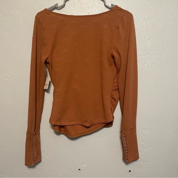 Free People Penny Plunge Neck Stretch Cotton Top NWT​​​​ - Picture 7 of 9